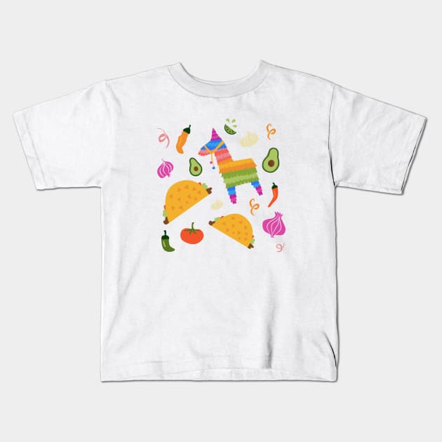 Taco Fiesta Kids T-Shirt by latheandquill